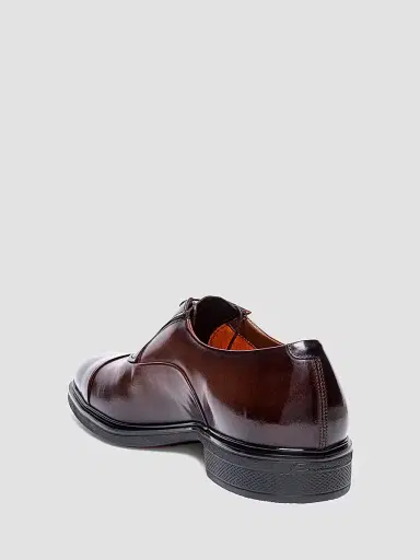 Santoni Men's Leather Cap-Toe Derby Shoes - Dark Brown - Size 13 | Thumbnail 4