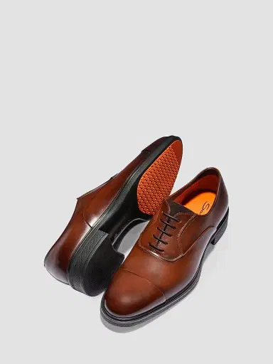 Santoni Men's Leather Cap-Toe Derby Shoes - Dark Brown - Size 13 | Thumbnail 7