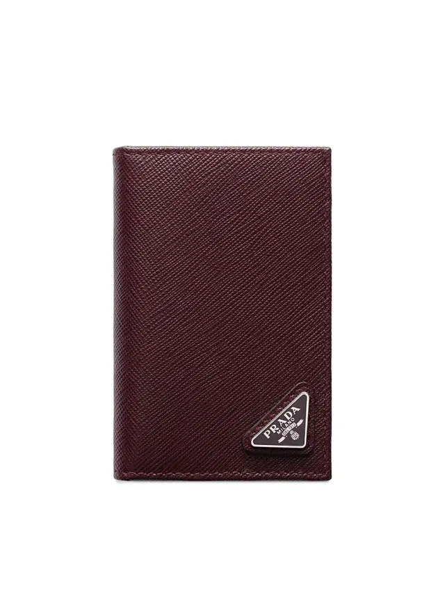 Men's Saffiano Leather Card Holder - Dark Red
