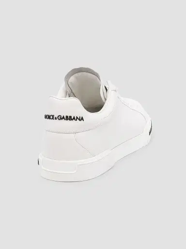 Dolce & Gabbana Men's Portofino Leather Sneakers - Bianco - Size 6 | Thumbnail 3
