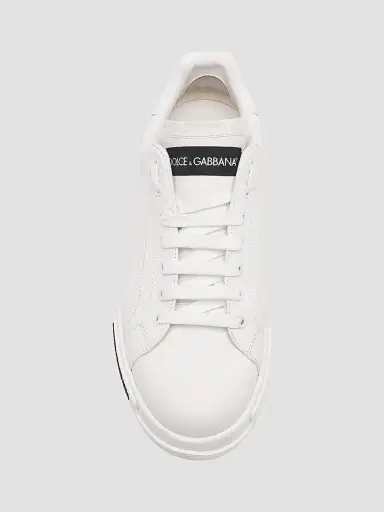 Dolce & Gabbana Men's Portofino Leather Sneakers - Bianco - Size 6 | Thumbnail 5