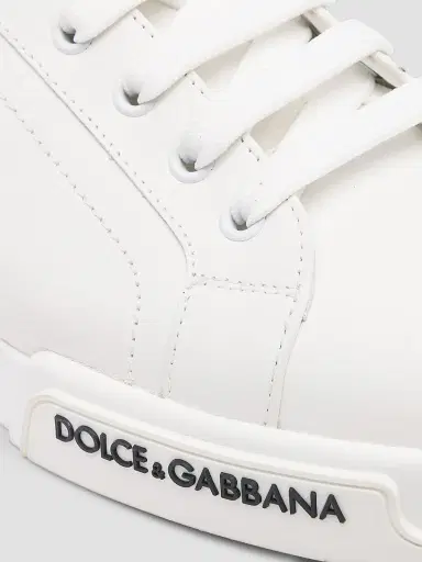 Dolce & Gabbana Men's Portofino Leather Sneakers - Bianco - Size 6 | Thumbnail 6