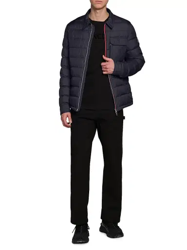 Moncler Men's Fazzon Down Quilted Shacket - Navy Blue | Thumbnail 6