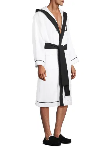 Dolce & Gabbana Men's Logo Embroidered Bathrobe - White - Size Medium | Thumbnail 4