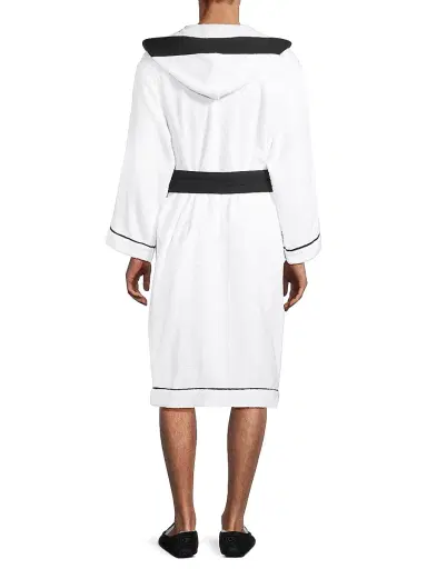 Dolce & Gabbana Men's Logo Embroidered Bathrobe - White - Size Medium | Thumbnail 5