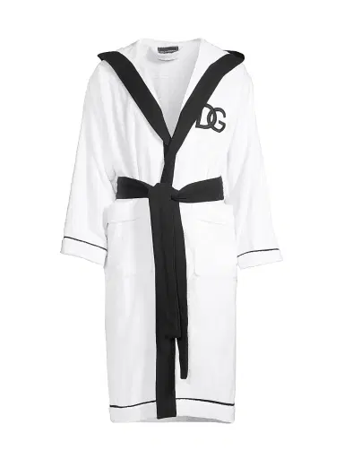 Dolce & Gabbana Men's Logo Embroidered Bathrobe - White - Size Medium | Thumbnail 1
