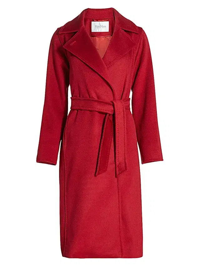 Women's Manuela Icon Camel Hair Wool Wrap Coat - Red