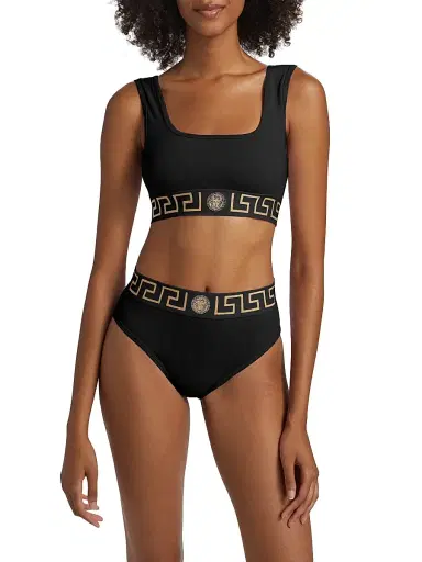 Versace Women's Topeka Logo Stretch Cotton Jersey Briefs - Black - Size XS | Thumbnail 2