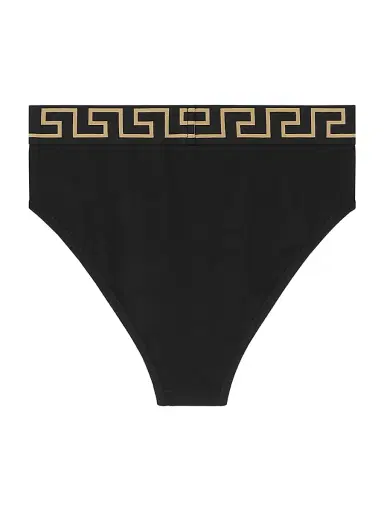 Versace Women's Topeka Logo Stretch Cotton Jersey Briefs - Black - Size XS | Thumbnail 3