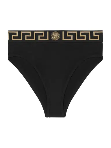 Versace Women's Topeka Logo Stretch Cotton Jersey Briefs - Black - Size XS | Thumbnail 1