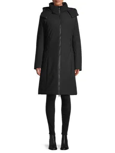 Save the Duck Women's Alkinia Hooded Long Coat - Black | Thumbnail 3 Save the Duck Women's Alkinia Hooded Long Coat - Black | Thumbnail 3