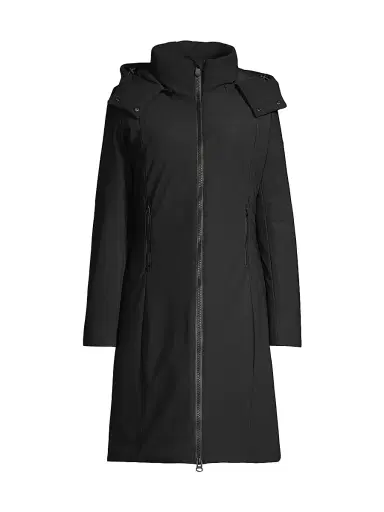 Save the Duck Women's Alkinia Hooded Long Coat - Black | Thumbnail 1 Save the Duck Women's Alkinia Hooded Long Coat - Black | Thumbnail 1