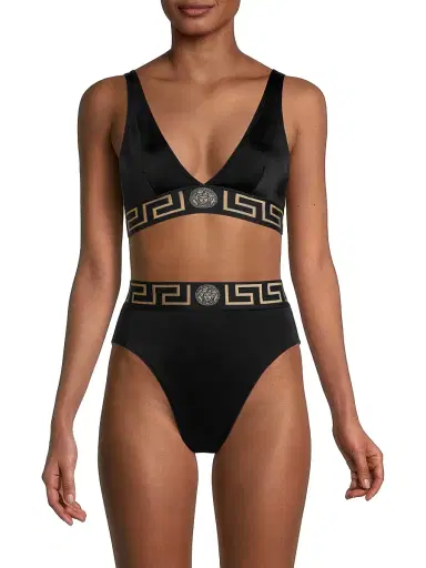 Versace Women's Greca Triangle Bikini Top - Black - Size Medium | Thumbnail 3 Versace Women's Greca Triangle Bikini Top - Black - Size Medium | Thumbnail 3