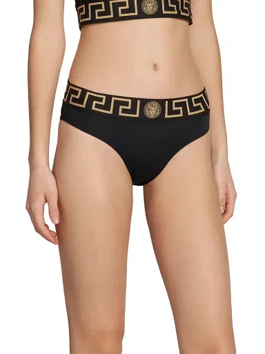 Versace Women's La Greca Bikini Bottom Brief - Black - Size XL | Thumbnail 4 Versace Women's La Greca Bikini Bottom Brief - Black - Size XL | Thumbnail 4