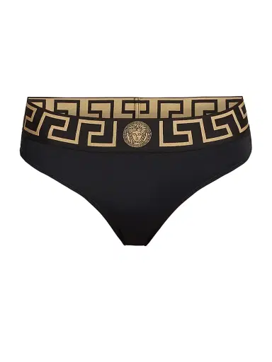 Versace Women's La Greca Bikini Bottom Brief - Black - Size XL | Thumbnail 1 Versace Women's La Greca Bikini Bottom Brief - Black - Size XL | Thumbnail 1