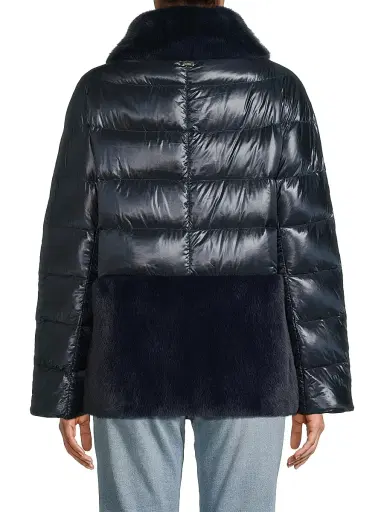 Herno Women's Faux-Fur Down Puffer Jacket - Navy | Thumbnail 5