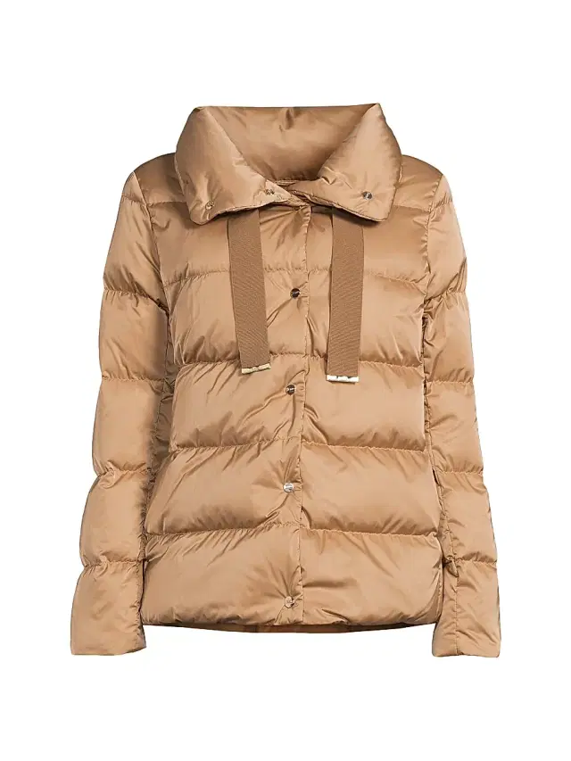 Herno Women's Sateen Drawstring Down Puffer Jacket - Camel