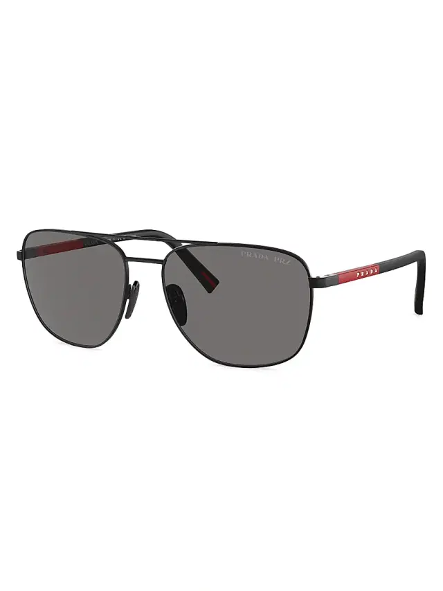Prada Linea Rossa Men's PS 54ZS 60MM Oval Sunglasses - Matte Black Grey