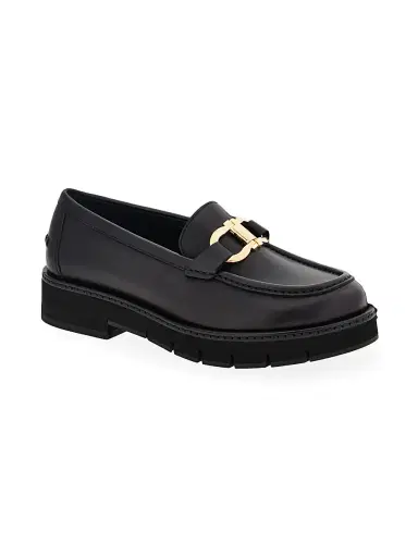Ferragamo Women's Maryan Leather Lug-Sole Loafers - Nero - Size 11 | Thumbnail 2
