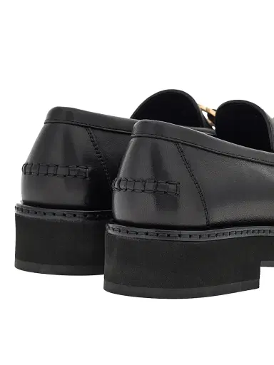 Ferragamo Women's Maryan Leather Lug-Sole Loafers - Nero - Size 11 | Thumbnail 3
