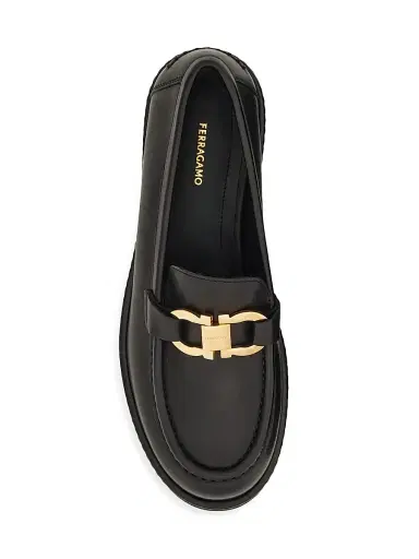 Ferragamo Women's Maryan Leather Lug-Sole Loafers - Nero - Size 11 | Thumbnail 5