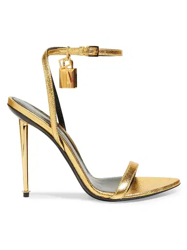 Tom Ford Women's Padlock 105MM Leather Point-Toe Ankle-Strap Sandals | Thumbnail 1 Tom Ford Women's Padlock 105MM Leather Point-Toe Ankle-Strap Sandals | Thumbnail 1