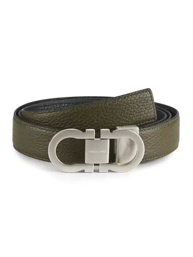 Ferragamo Men's Cut-to-Size Gancini Belt - New Olive Nero - Size 46 | Thumbnail 1 Ferragamo Men's Cut-to-Size Gancini Belt - New Olive Nero - Size 46 | Thumbnail 1