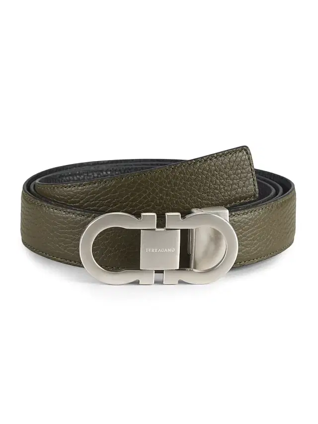 Men's Cut-to-Size Gancini Belt - New Olive Nero