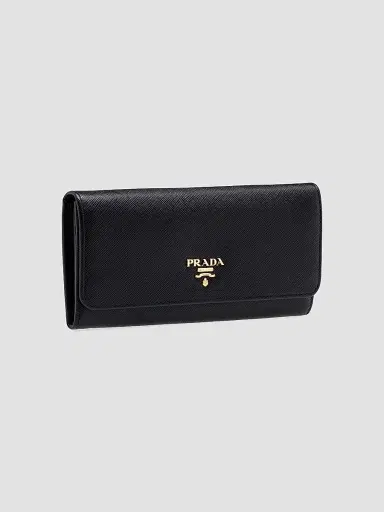 Prada Women's Large Saffiano Leather Wallet - Black | Thumbnail 2