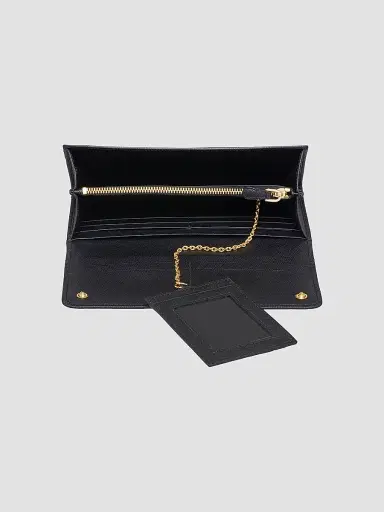 Prada Women's Large Saffiano Leather Wallet - Black | Thumbnail 4