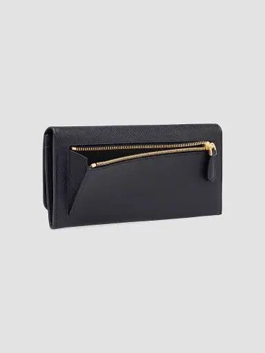 Prada Women's Large Saffiano Leather Wallet - Black | Thumbnail 5