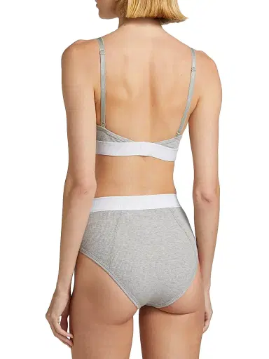 Versace Women's Cotton Rib Logo Bralette - Grey Melanges - Size XL | Thumbnail 4 Versace Women's Cotton Rib Logo Bralette - Grey Melanges - Size XL | Thumbnail 4