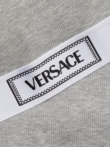 Versace Women's Cotton Rib Logo Bralette - Grey Melanges - Size XL | Thumbnail 6 Versace Women's Cotton Rib Logo Bralette - Grey Melanges - Size XL | Thumbnail 6