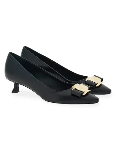 Ferragamo Women's Zelma 40MM Leather Pumps - Nero - Size 9 | Thumbnail 2 Ferragamo Women's Zelma 40MM Leather Pumps - Nero - Size 9 | Thumbnail 2