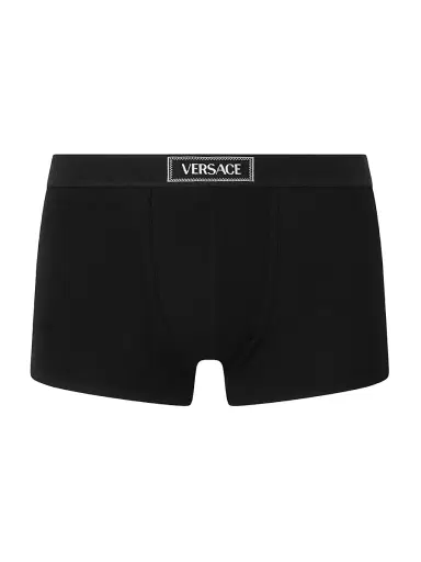Versace Men's Logo Cotton-Blend Boxer Briefs - Black | Thumbnail 1 Versace Men's Logo Cotton-Blend Boxer Briefs - Black | Thumbnail 1