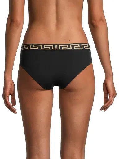 Versace Women's Grecca Briefs - Black | Thumbnail 4 Versace Women's Grecca Briefs - Black | Thumbnail 4
