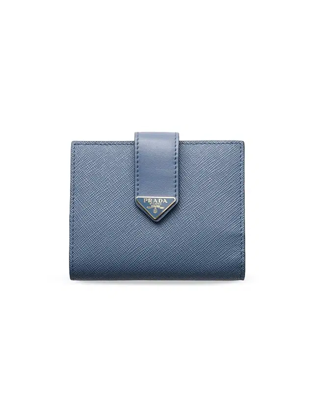 Women's  Saffiano and Smooth Leather Wallet - Blue