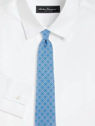 FERRAGAMO Men's Vera Silk Tie - Light Blue | Thumbnail 2 FERRAGAMO Men's Vera Silk Tie - Light Blue | Thumbnail 2