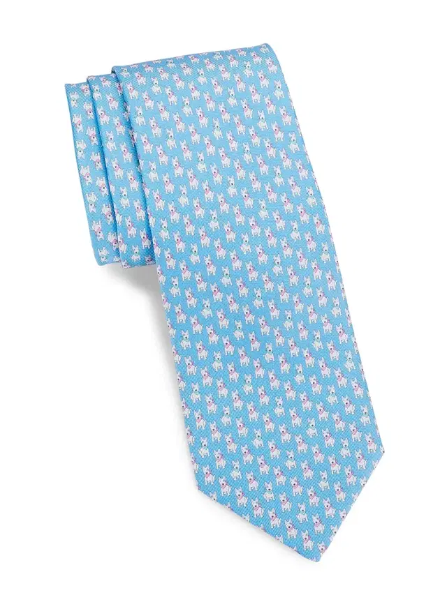 Men's Vasco Terrier-Print Silk Tie - Blue