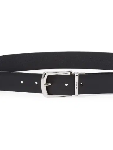 Prada Men's Reversible Saffiano And Leather Belt - Black | Thumbnail 3
