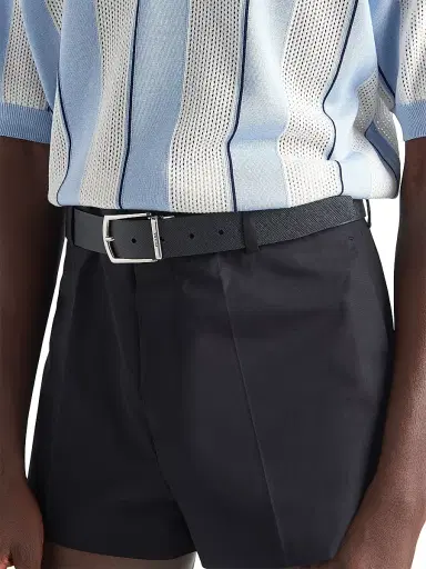 Prada Men's Reversible Saffiano And Leather Belt - Black | Thumbnail 4