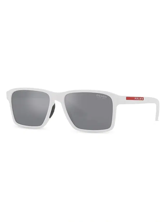 Prada Linea Rossa Men's 58MM Rectangular Sunglasses - Natural White