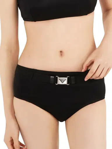 Prada Women's Interlock Fabric Bikini Bottom - Black | Thumbnail 3