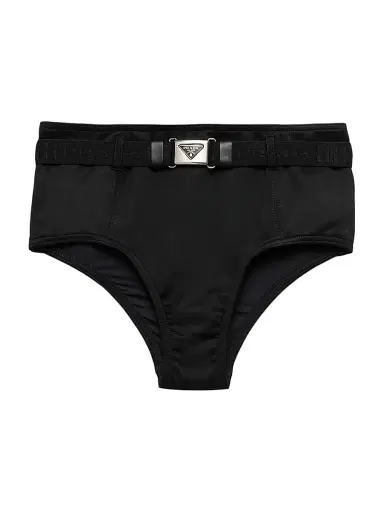 Prada Women's Interlock Fabric Bikini Bottom - Black | Thumbnail 1