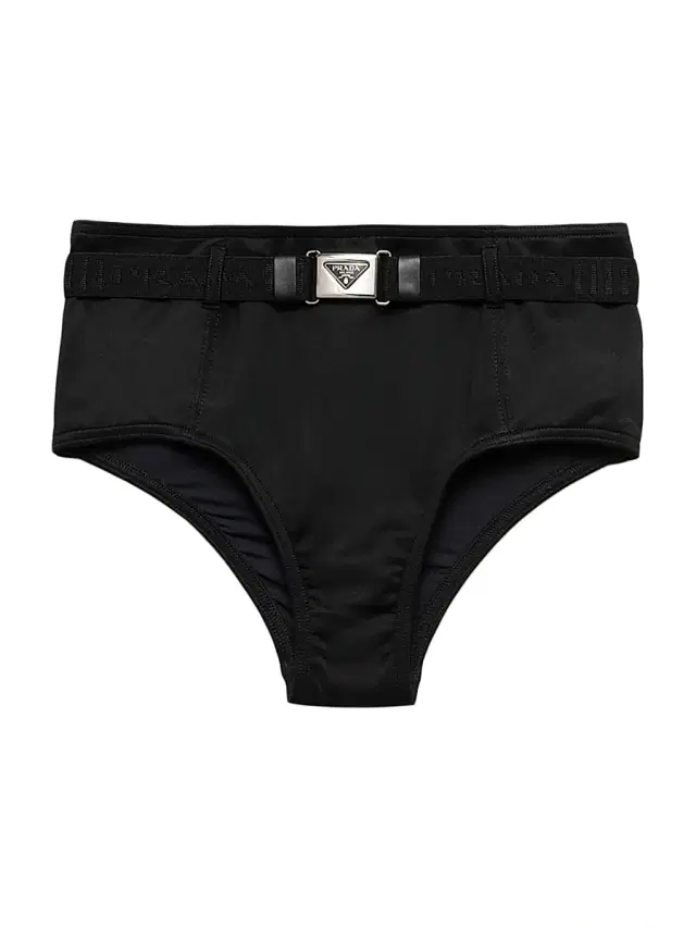 Women's Interlock Fabric Bikini Bottom - Black