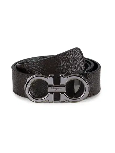 Ferragamo Men's Gancini Adjustable Cut-to-Size Reversible Leather Belt - Black Brown - Size 46 | Thumbnail 1 Ferragamo Men's Gancini Adjustable Cut-to-Size Reversible Leather Belt - Black Brown - Size 46 | Thumbnail 1