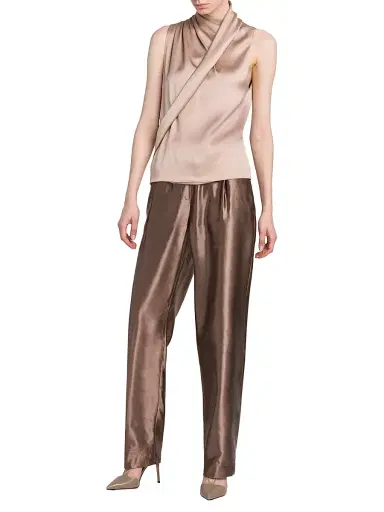 Giorgio Armani Women's Silk Sleeveless Top - Beige - Size 10 | Thumbnail 2