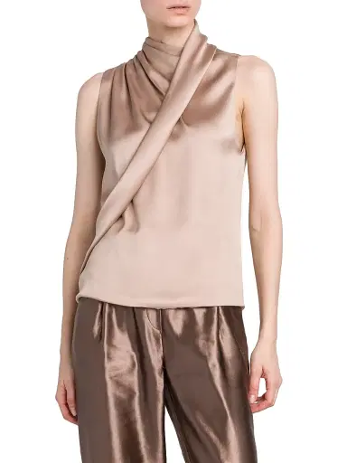 Giorgio Armani Women's Silk Sleeveless Top - Beige - Size 10 | Thumbnail 3