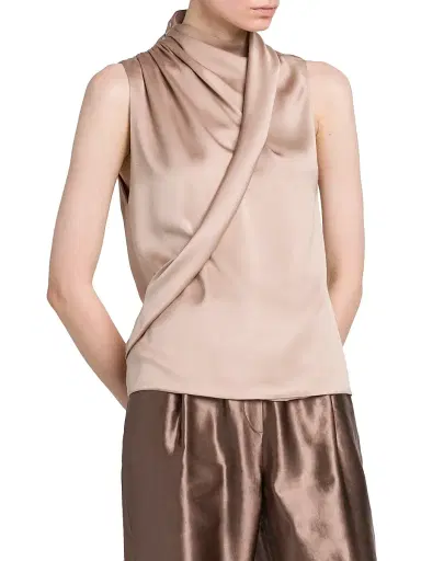 Giorgio Armani Women's Silk Sleeveless Top - Beige - Size 10 | Thumbnail 4