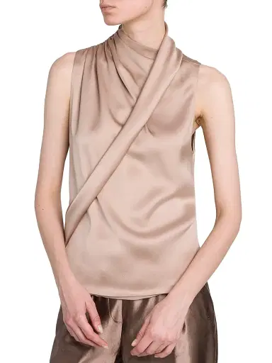 Giorgio Armani Women's Silk Sleeveless Top - Beige - Size 10 | Thumbnail 6
